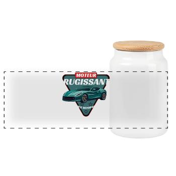 Moteur Rugissant Car - Boîte à biscuits avec couvercle en bois - blanc - Devant