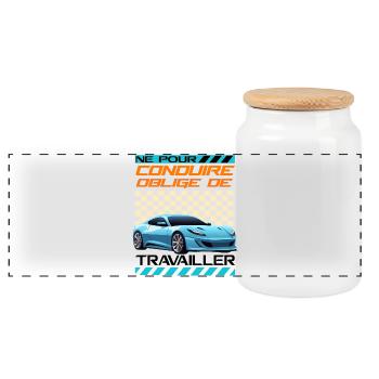 Voiture sportive néon rétro racing - Boîte à biscuits avec couvercle en bois - blanc - Devant