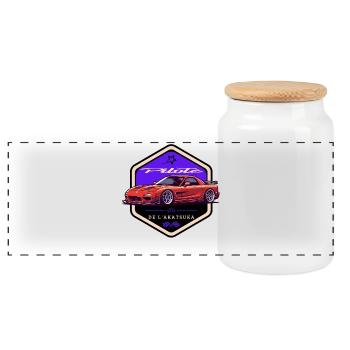 Pulse Voiture Badge Akatsuka - Boîte à biscuits avec couvercle en bois - blanc - Devant