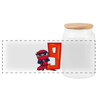 9 Year Old Birthday Boy Ninja - I'm 9 - Panoramic Cookie Jar with Wooden Lid - white - Front