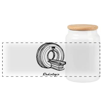 Radiologie Scanner IRM One Line Art Manip Radio - Boîte à biscuits avec couvercle en bois - blanc - Devant