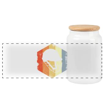 Croquis de casque de cricket vintage - Boîte à biscuits avec couvercle en bois - blanc - Devant