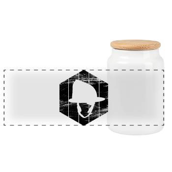 Casque de pompier - Boîte à biscuits avec couvercle en bois - blanc - Devant