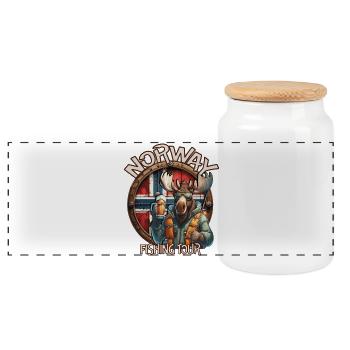 Norway Fishing Tour - Moose - Beer - Moose - Panoramic Cookie Jar with Wooden Lid - white - Front