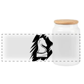 Chess logo brush horse illustration icon icon - Panoramic Cookie Jar with Wooden Lid - white - Front