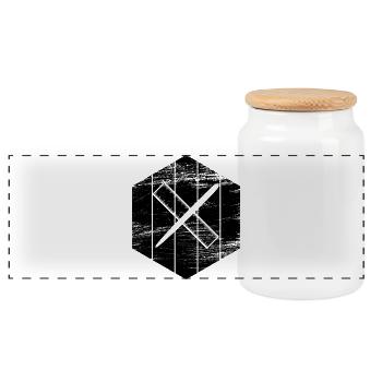Pen and Ruler Sketch - Panoramic Cookie Jar with Wooden Lid - white - Front