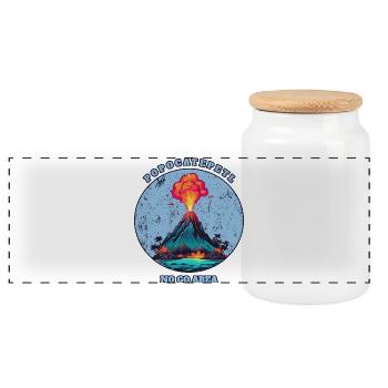 Popocatepetl Volcano - Panoramic Cookie Jar with Wooden Lid - white - Front