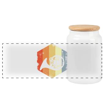 Horn Retro Look - Panorama Keksdose mit Holzdeckel - Weiß - Vorne