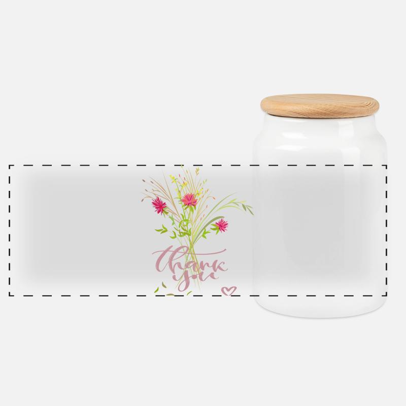 Blumenstrauß, Thank You - Panorama Keksdose mit Holzdeckel - Weiß