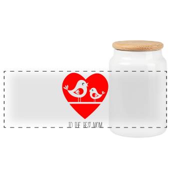 Mother’s Day - Panoramic Cookie Jar with Wooden Lid - white - Front