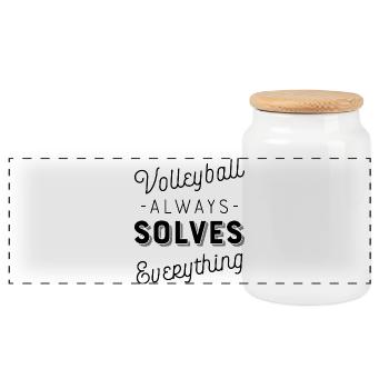 Volley-ball - Boîte à biscuits avec couvercle en bois - blanc - Devant