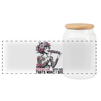 Shish kebab délicieux femme tatouage cadeau - Boîte à biscuits avec couvercle en bois - blanc - Devant