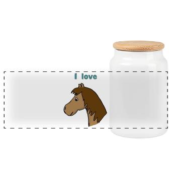 I love Ponies - Panorama Keksdose mit Holzdeckel - Weiß - Vorne