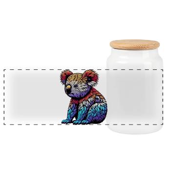 Koala - Panoramic Cookie Jar with Wooden Lid - white - Front