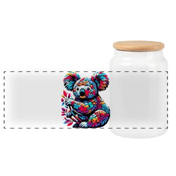 Koala - Panorama Keksdose mit Holzdeckel - Weiß - Vorne
