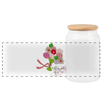 Danke Blumenstrauß - Panorama Keksdose mit Holzdeckel - Weiß - Vorne