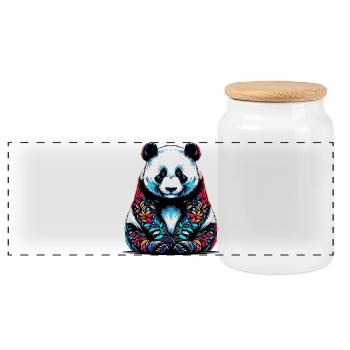 Panda - Panoramic Cookie Jar with Wooden Lid - white - Front
