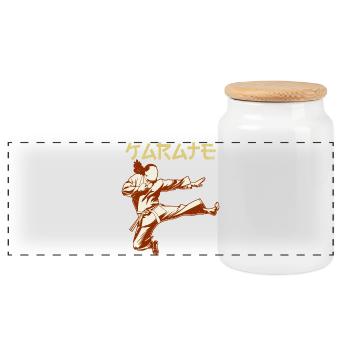 Karateka - Panoramic Cookie Jar with Wooden Lid - white - Front