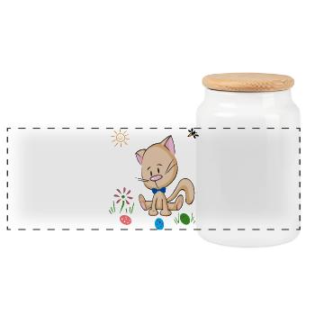 Oeufs de Pâques - Boîte à biscuits avec couvercle en bois - blanc - Devant