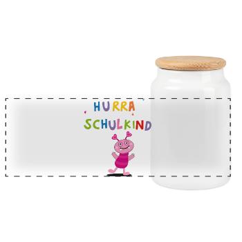 Hurra Schulkind - Panorama Keksdose mit Holzdeckel - Weiß - Vorne