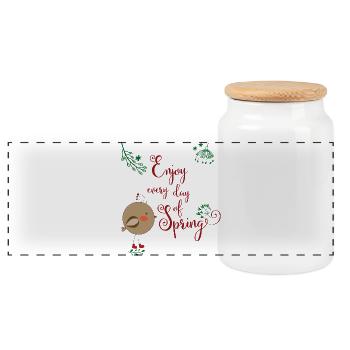 Profitez de chaque jour du printemps - Boîte à biscuits avec couvercle en bois - blanc - Devant
