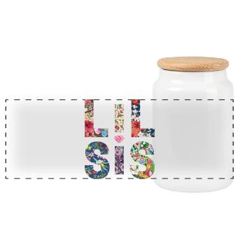 LIL SIS - Sister - Little Sister - Partner Look - Panoramic Cookie Jar with Wooden Lid - white - Front