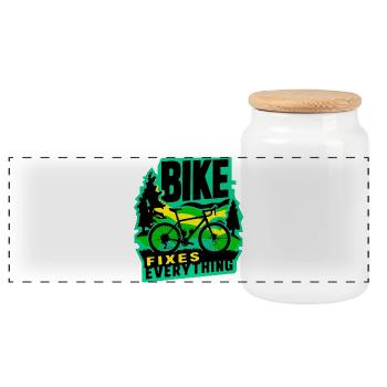 Bike repariert alles Adventure Design - Panorama Keksdose mit Holzdeckel - Weiß - Vorne