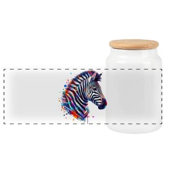 Zebra - Panoramic Cookie Jar with Wooden Lid - white - Front