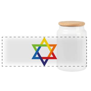 Jewish and Proud Star of David - Panoramic Cookie Jar with Wooden Lid - white - Front