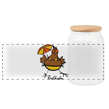 Poulet de piscine 2025 - Boîte à biscuits avec couvercle en bois - blanc - Devant