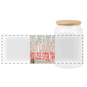 Like a ninja - Panoramic Cookie Jar with Wooden Lid - white - Front