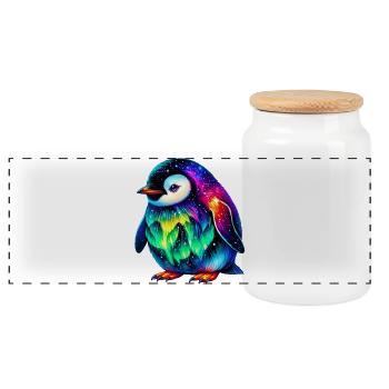 Aurora Borealis Pinguin - Panorama Keksdose mit Holzdeckel - Weiß - Vorne