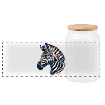 Zebra - Panorama Keksdose mit Holzdeckel - Weiß - Vorne