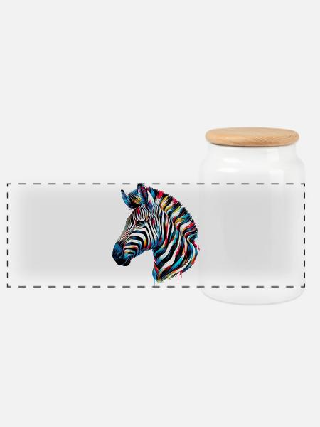 Zebra - Panorama Keksdose mit Holzdeckel - Weiß