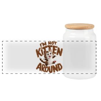 Katze - Ich bin kein Kätzchen around_2 - Panorama Keksdose mit Holzdeckel - Weiß - Vorne