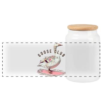 Goose Surfing T-Shirt Design - Panorama Keksdose mit Holzdeckel - Weiß - Vorne