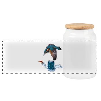 Martin-pêcheur - Boîte à biscuits avec couvercle en bois - blanc - Devant