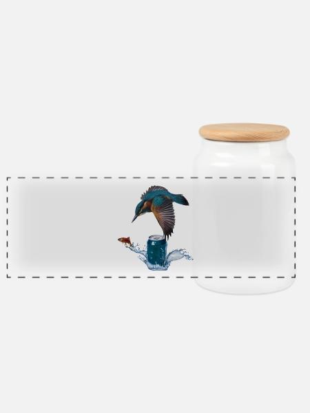 Eisvogel - Panorama Keksdose mit Holzdeckel - Weiß
