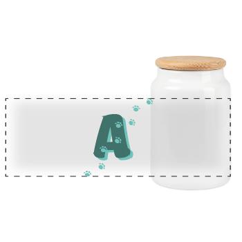 Pfoten Buchstabe A - Panorama Keksdose mit Holzdeckel - Weiß - Vorne