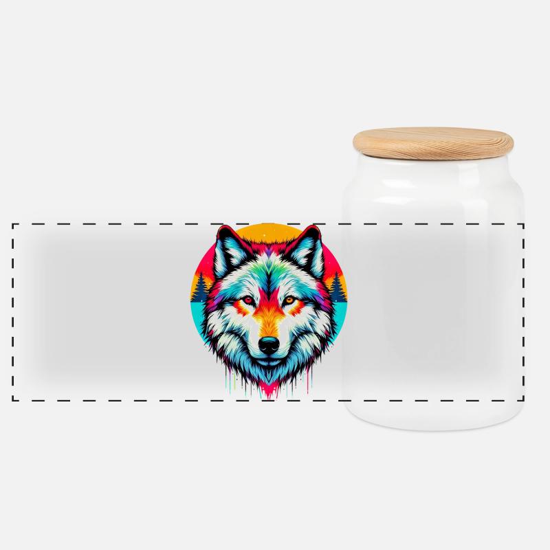 Wolf - Panorama Keksdose mit Holzdeckel - Weiß