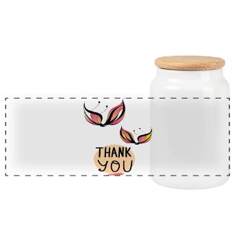 Thank You - Panorama Keksdose mit Holzdeckel - Weiß - Vorne