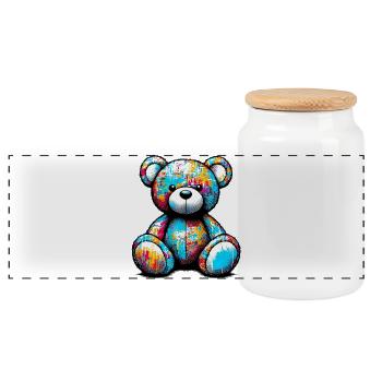 Orso orsacchiotto Teddy Bear - Panoramic Cookie Jar with Wooden Lid - white - Front