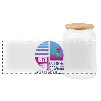 California Dream 1978 Santa Monica Beach - Panorama Keksdose mit Holzdeckel - Weiß - Vorne