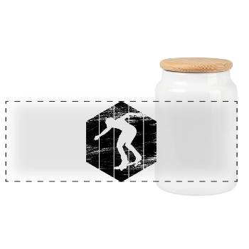 Skater Zeichnung - Panorama Keksdose mit Holzdeckel - Weiß - Vorne