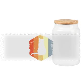 Chat rétro - Boîte à biscuits avec couvercle en bois - blanc - Devant