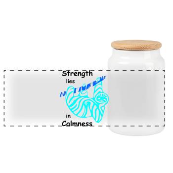 Sloth Calmness - Panoramic Cookie Jar with Wooden Lid - white - Front