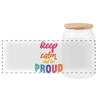 Mois de la fierté LGBT - Restez calme et soyez fier - Boîte à biscuits avec couvercle en bois - blanc - Devant