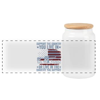 Support The Country You Live In The Country You - Panoramic Cookie Jar with Wooden Lid - white - Front