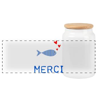 MERCI. MAÎTRESSE. MAÎTRE. MERCI MAÎTRESSE - Boîte à biscuits avec couvercle en bois - blanc - Devant