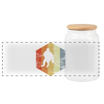 Vintage Eishockeyspieler - Panorama Keksdose mit Holzdeckel - Weiß - Vorne